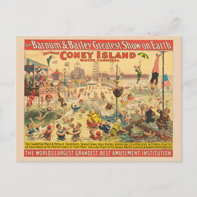 Circus Poster Of People In Costumes Performing Postcard (Front)