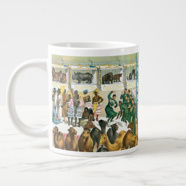 Circus Poster Of People Of Different Nationalities Large Coffee Mug (Left)