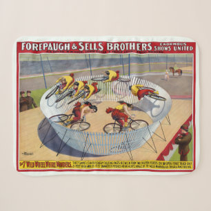 Circus Poster Of The Seven Gaynells Riding Bikes Sherpa Blanket
