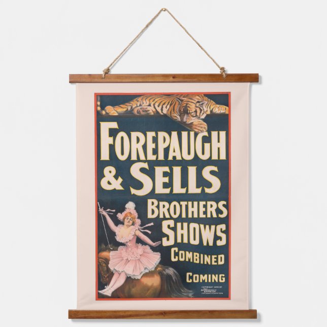 Circus Poster Of Tiger And Woman On Horseback Hanging Tapestry (Front)