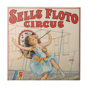 Circus Poster Of Tight-Rope Walker With A Parasol Tile