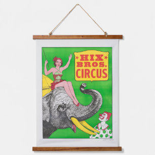 Circus Poster Showing A Woman An Riding Elephant. Hanging Tapestry