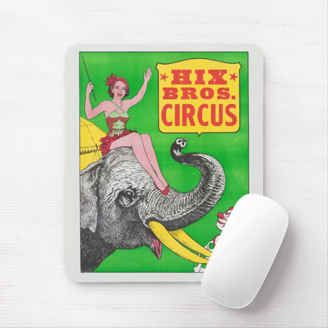 Circus Poster Showing A Woman An Riding Elephant. Mouse Pad (With Mouse)