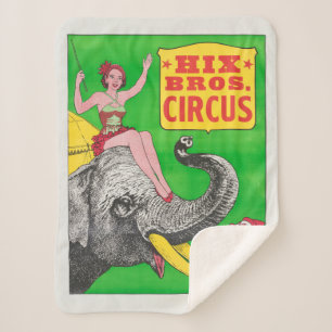 Circus Poster Showing A Woman An Riding Elephant. Sherpa Blanket