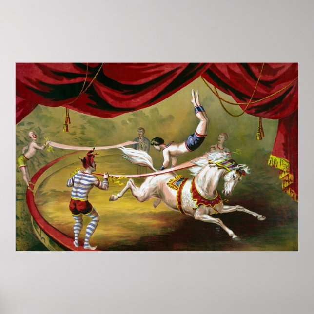 Circus Poster Showing Acrobat Performing On Horse. (Front)