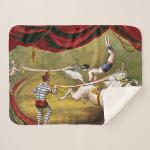 Circus Poster Showing Acrobat Performing On Horse. Sherpa Blanket