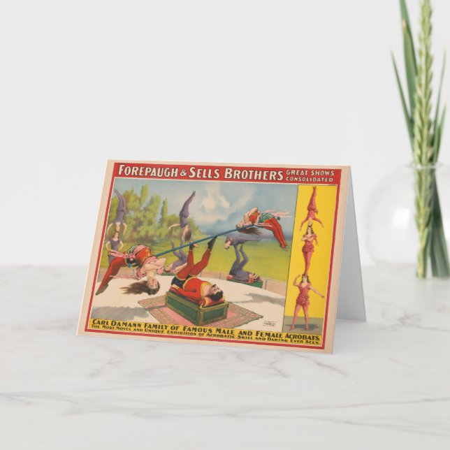 Circus Poster Showing Acrobatic Acts, Circa 1899. Card (Front)
