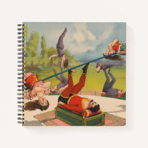 Circus Poster Showing Acrobatic Acts, Circa 1899. Notebook