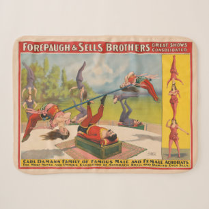 Circus Poster Showing Acrobatic Acts, Circa 1899. Sherpa Blanket