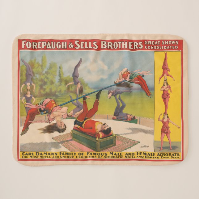 Circus Poster Showing Acrobatic Acts, Circa 1899. Sherpa Blanket (Front (Horizontal))