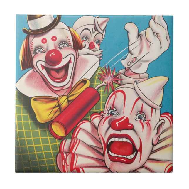 Circus Poster Showing Clown Faces And Fire Cracker Tile (Front)