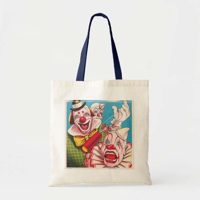 Circus Poster Showing Clown Faces And Fire Cracker Tote Bag (Front)