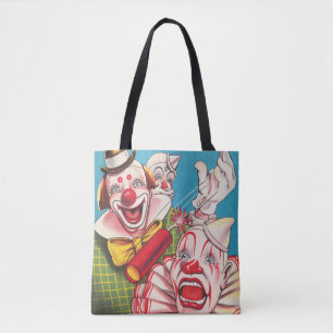 Circus Poster Showing Clown Faces And Fire Cracker Tote Bag