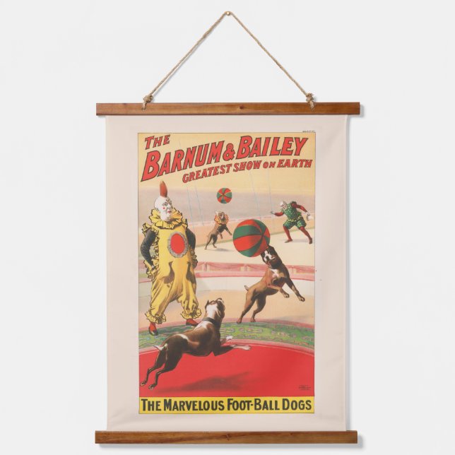 Circus Poster Showing Clowns With Performing Dogs Hanging Tapestry (Front)