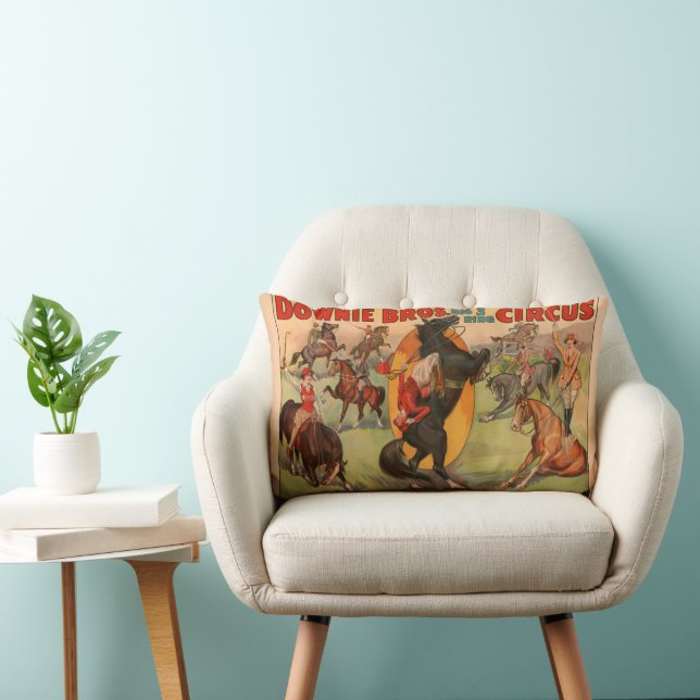 Circus Poster Showing Many Horses Doing Stunts. Lumbar Pillow (Chair)
