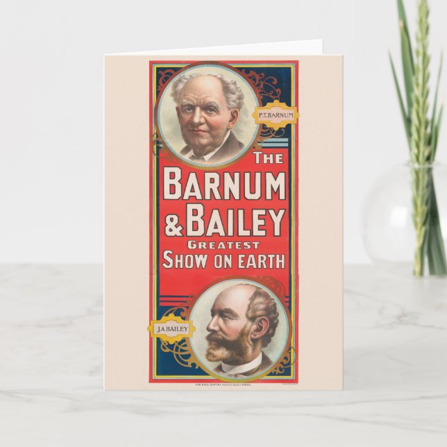 Circus Poster Showing Portraits Of Barnum & Bailey Card (Front)