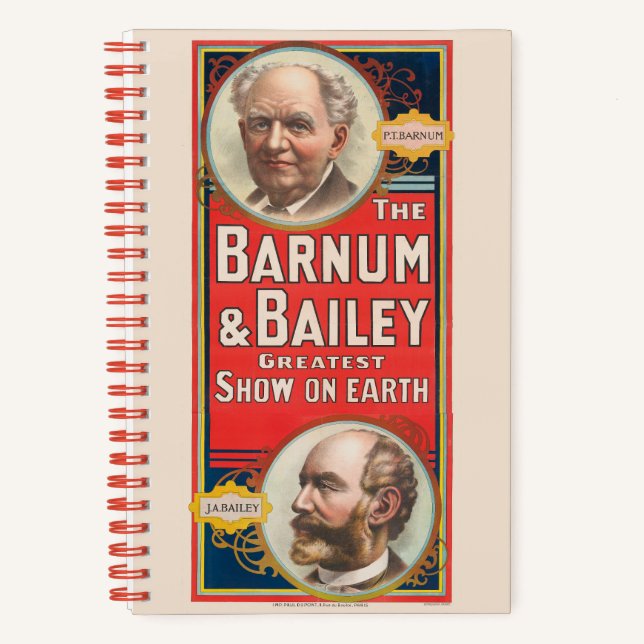 Circus Poster Showing Portraits Of Barnum & Bailey Notebook (Front)