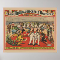 Circus Poster Showing The Amusing Antics Of Clowns