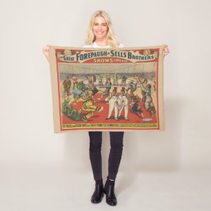 Circus Poster Showing The Amusing Antics Of Clowns Fleece Blanket