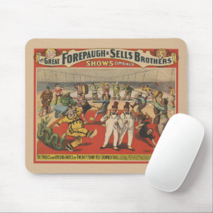 Circus Poster Showing The Amusing Antics Of Clowns Mouse Pad