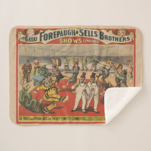 Circus Poster Showing The Amusing Antics Of Clowns Sherpa Blanket