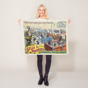 Circus Poster Showing Wild Animals In Cages Fleece Blanket