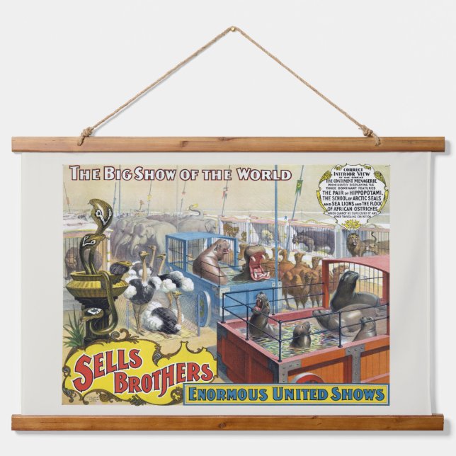 Circus Poster Showing Wild Animals In Cages Hanging Tapestry (Front)