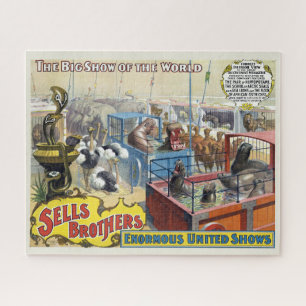 Circus Poster Showing Wild Animals In Cages Jigsaw Puzzle