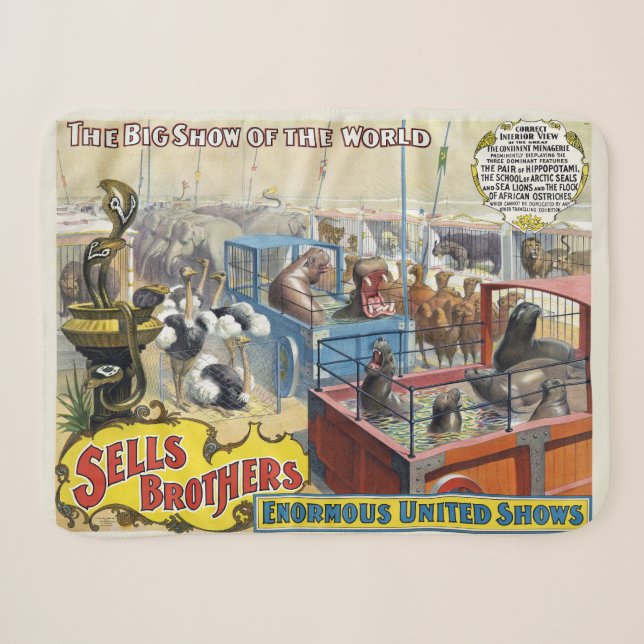 Circus Poster Showing Wild Animals In Cages Sherpa Blanket (Front (Horizontal))