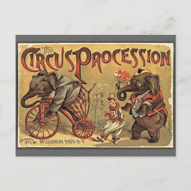 Circus Procession, 1888, vintage Postcard (Front)