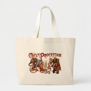Circus Procession Elephant Antique Art Large Tote Bag