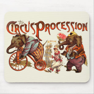 Circus Procession Elephant Antique Art Mouse Pad