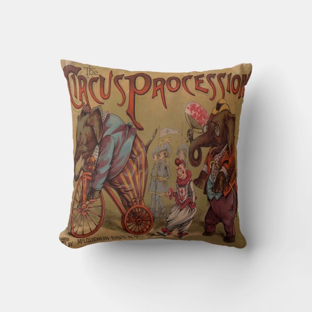 Circus Procession Throw Pillow (Front)