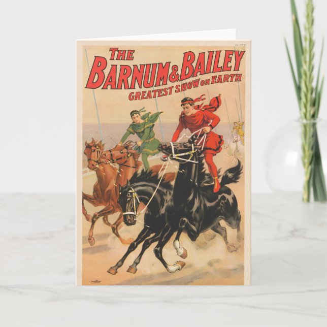 Circus Races With Men Straddling Two Horses. Card (Front)