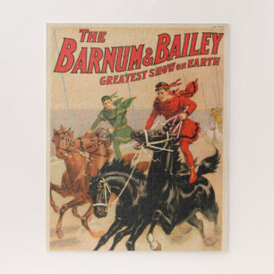 Circus Races With Men Straddling Two Horses. Jigsaw Puzzle