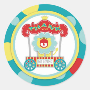 Circus Roaring Lion Blue Classic Round Sticker