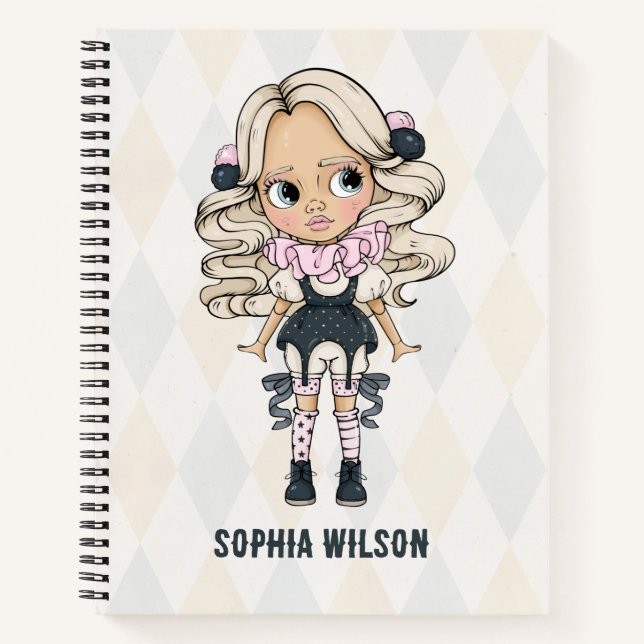 Circus School Pink Cute Girl  Notebook (Front)