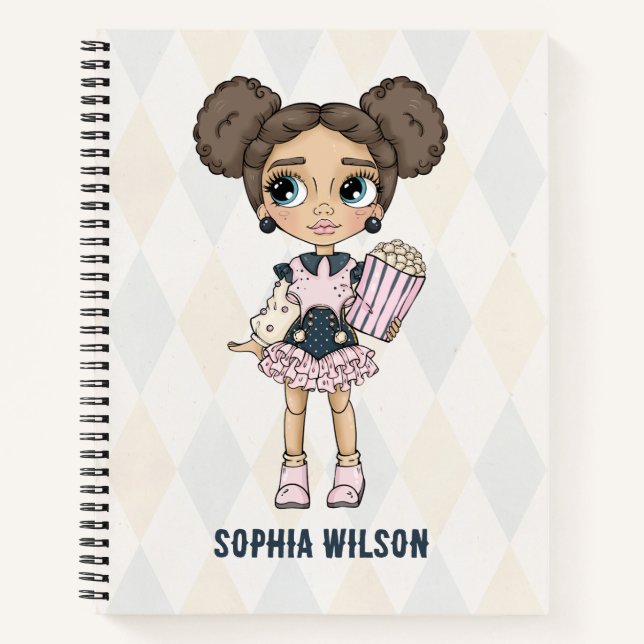 Circus School Pink Cute Girl  Notebook (Front)