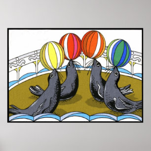 Circus Seals (in 23 sizes) Poster