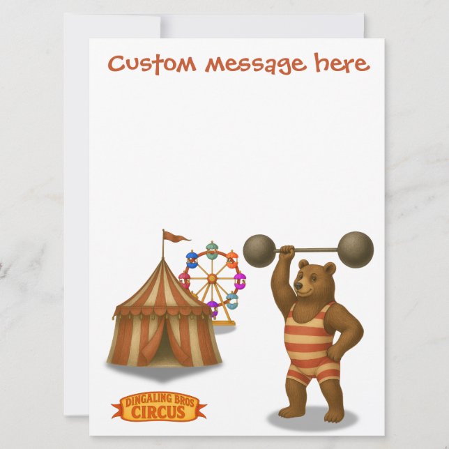 Circus strong-bear. Add your own message. (Front)