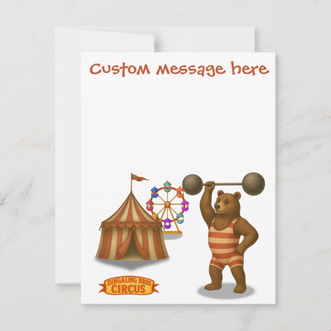 Circus strong-bear. Add your own message. Card (Front)