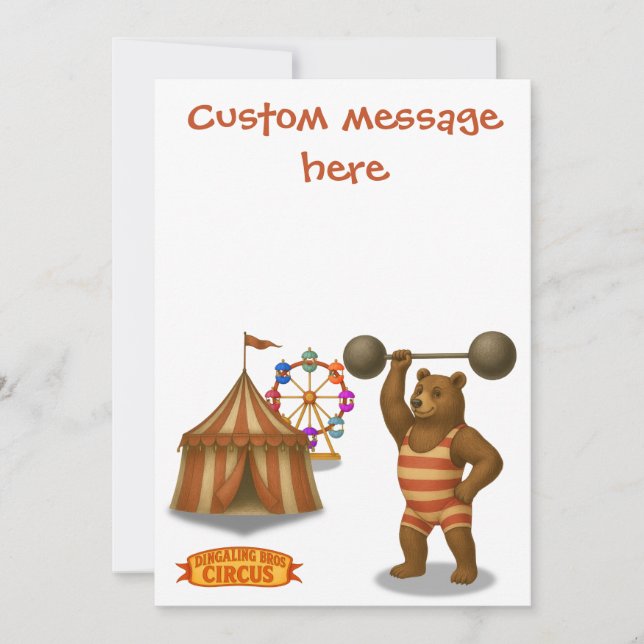 Circus strong-bear. Add your own message. Card (Front)