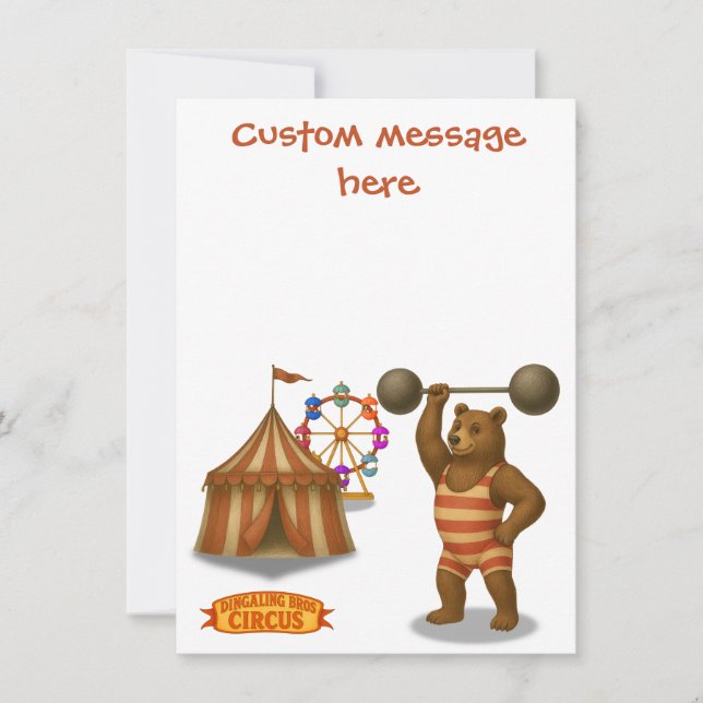 Circus strong-bear. Add your own message. Thank You Card (Front)