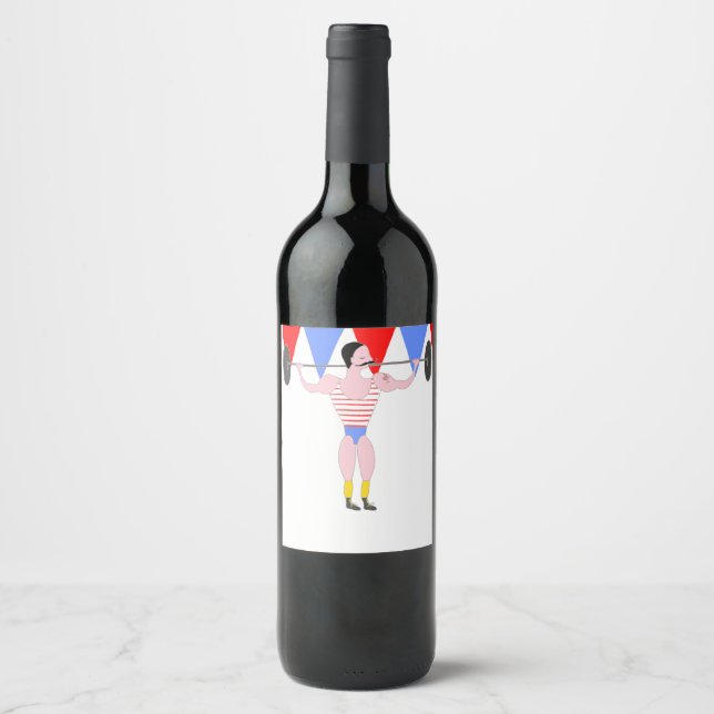 Circus Strong Man Circus Theme Party Wine Label (Front)