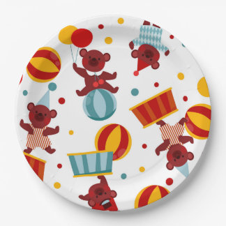 Circus Teddy Bears Colourful Balls Kids Birthday Paper Plate