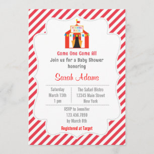 Circus Tent Baby Shower Invitation Red