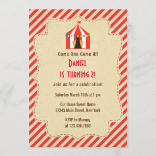 Circus Tent Birthday Party Invitation Rustic