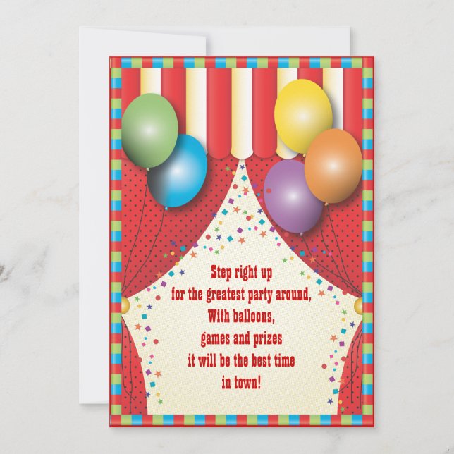 Circus Tent Carnival Birthday Party Invitation (Front)