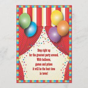 Circus Tent Carnival Birthday Party Invitation