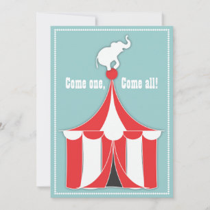 Circus Tent & Elephant Kids Birthday Party Invitation